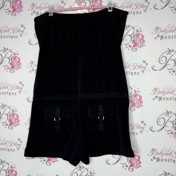 Juicy couture romper pockets on back shorts towel terry cloth black gold accent - Picture 4 of 9